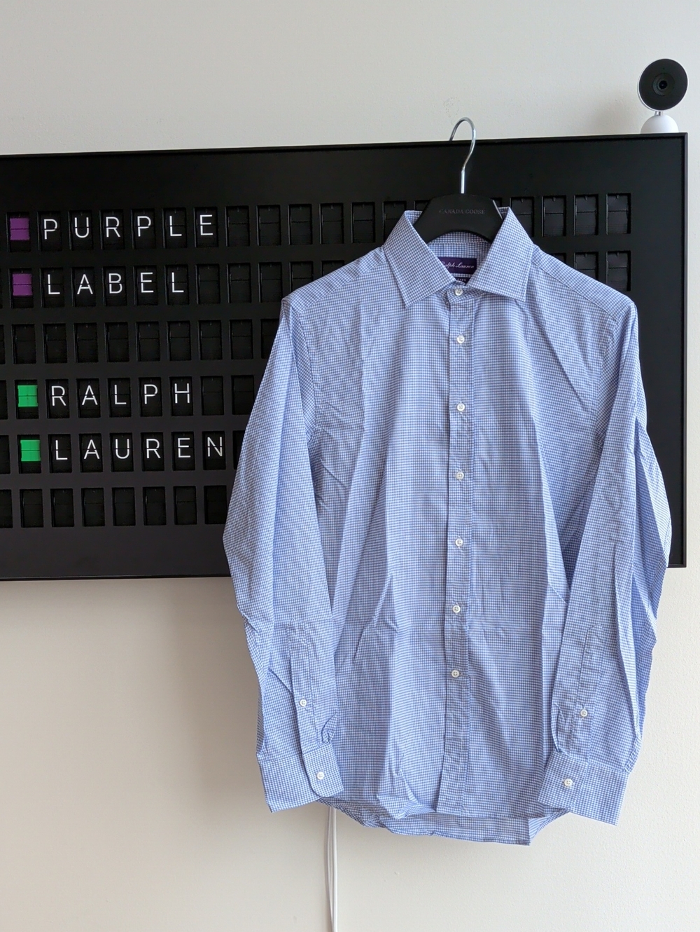 💜 Purple Label Ralph Lauren Light Blue Gingham Men's Dress Shirt